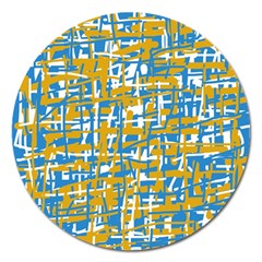 Blue And Yellow Elegant Pattern Magnet 5  (round)