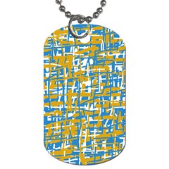 Blue And Yellow Elegant Pattern Dog Tag (two Sides)