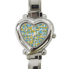 Blue And Yellow Elegant Pattern Heart Italian Charm Watch