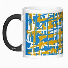 Blue And Yellow Elegant Pattern Morph Mugs by Valentinaart