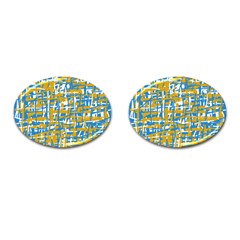 Blue And Yellow Elegant Pattern Cufflinks (oval)