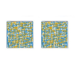 Blue And Yellow Elegant Pattern Cufflinks (square) by Valentinaart