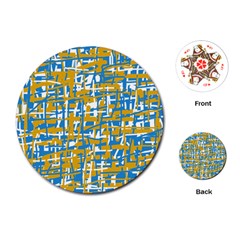 Blue And Yellow Elegant Pattern Playing Cards (round)  by Valentinaart