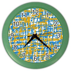 Blue And Yellow Elegant Pattern Color Wall Clocks