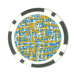 Blue And Yellow Elegant Pattern Poker Chip Card Guards