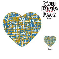 Blue And Yellow Elegant Pattern Multi-purpose Cards (heart) 