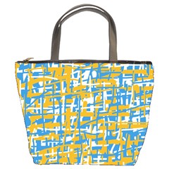 Blue And Yellow Elegant Pattern Bucket Bags by Valentinaart