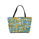 Blue and yellow elegant pattern Shoulder Handbags Back