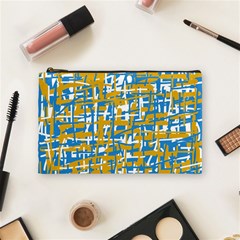 Blue And Yellow Elegant Pattern Cosmetic Bag (medium) 