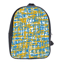 Blue And Yellow Elegant Pattern School Bags(large)  by Valentinaart