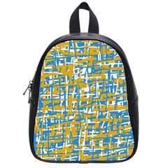 Blue And Yellow Elegant Pattern School Bags (small)  by Valentinaart