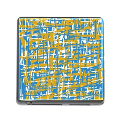 Blue And Yellow Elegant Pattern Memory Card Reader (square) by Valentinaart