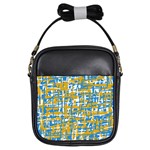 Blue and yellow elegant pattern Girls Sling Bags Front