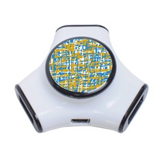 Blue And Yellow Elegant Pattern 3-port Usb Hub