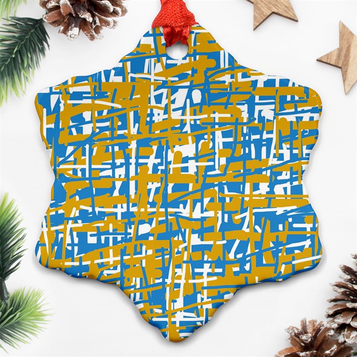 Blue and yellow elegant pattern Ornament (Snowflake) 