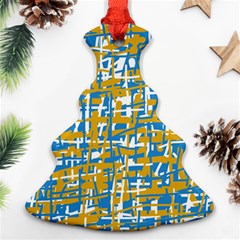 Blue And Yellow Elegant Pattern Christmas Tree Ornament (2 Sides)