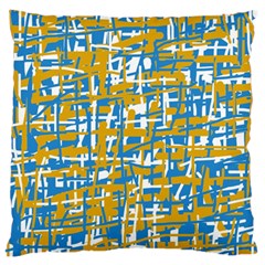 Blue And Yellow Elegant Pattern Large Cushion Case (two Sides)