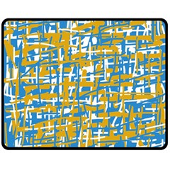 Blue And Yellow Elegant Pattern Double Sided Fleece Blanket (medium) 