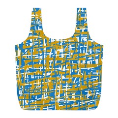 Blue And Yellow Elegant Pattern Full Print Recycle Bags (l) 