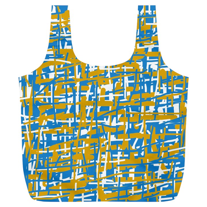 Blue and yellow elegant pattern Full Print Recycle Bags (L) 