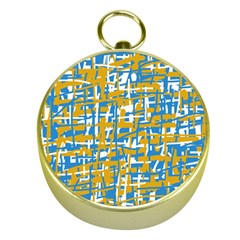 Blue And Yellow Elegant Pattern Gold Compasses by Valentinaart