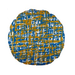 Blue And Yellow Elegant Pattern Standard 15  Premium Flano Round Cushions