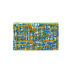 Blue And Yellow Elegant Pattern Cosmetic Bag (xs) by Valentinaart