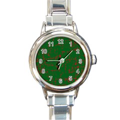 Green And Red Pattern Round Italian Charm Watch