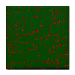 Green And Red Pattern Tile Coasters by Valentinaart