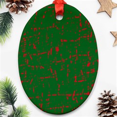 Green And Red Pattern Ornament (oval) 