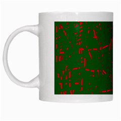 Green And Red Pattern White Mugs by Valentinaart