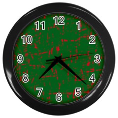 Green And Red Pattern Wall Clocks (black)