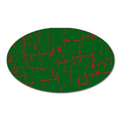 Green And Red Pattern Oval Magnet by Valentinaart