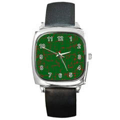 Green And Red Pattern Square Metal Watch