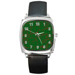 Green and red pattern Square Metal Watch Front