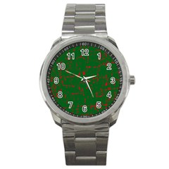 Green And Red Pattern Sport Metal Watch