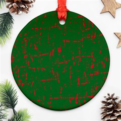 Green And Red Pattern Round Ornament (two Sides) 