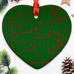 Green And Red Pattern Heart Ornament (2 Sides)