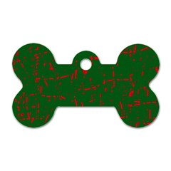 Green And Red Pattern Dog Tag Bone (two Sides) by Valentinaart