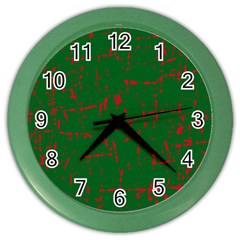 Green And Red Pattern Color Wall Clocks