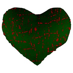 Green And Red Pattern Large 19  Premium Heart Shape Cushions by Valentinaart