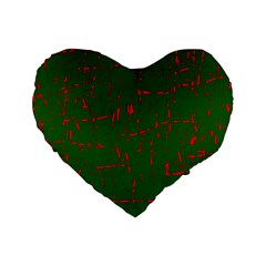 Green And Red Pattern Standard 16  Premium Flano Heart Shape Cushions