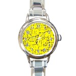 Yellow summer pattern Round Italian Charm Watch Front