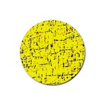 Yellow summer pattern Rubber Coaster (Round)  Front