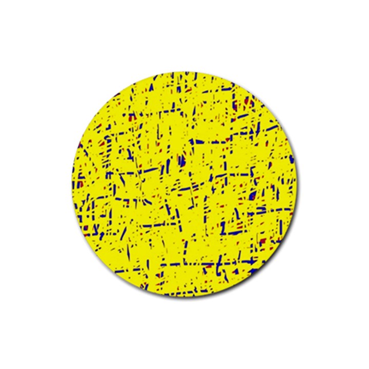 Yellow summer pattern Rubber Coaster (Round) 