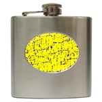 Yellow summer pattern Hip Flask (6 oz) Front