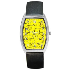 Yellow Summer Pattern Barrel Style Metal Watch