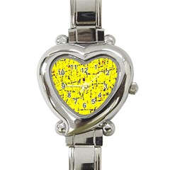 Yellow Summer Pattern Heart Italian Charm Watch