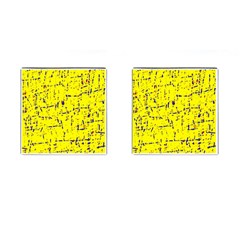 Yellow Summer Pattern Cufflinks (square)