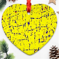 Yellow Summer Pattern Heart Ornament (2 Sides)